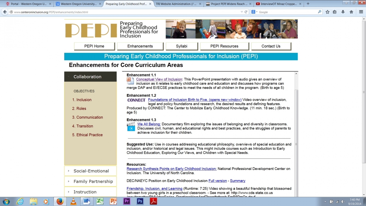Screen shot of Enhancement page