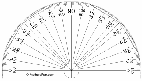 line drawing of a protractor